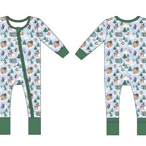 mamalulu snowy slopes long sleeve zipper romper